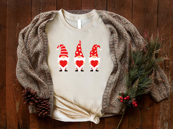 Valentine Gnomes With Heart Shirt, Heart Shirt, Cute Valentine Shirt, Red Gnomes Valentines, Valentines Day Gift, Love Gnome Shirt.jpg