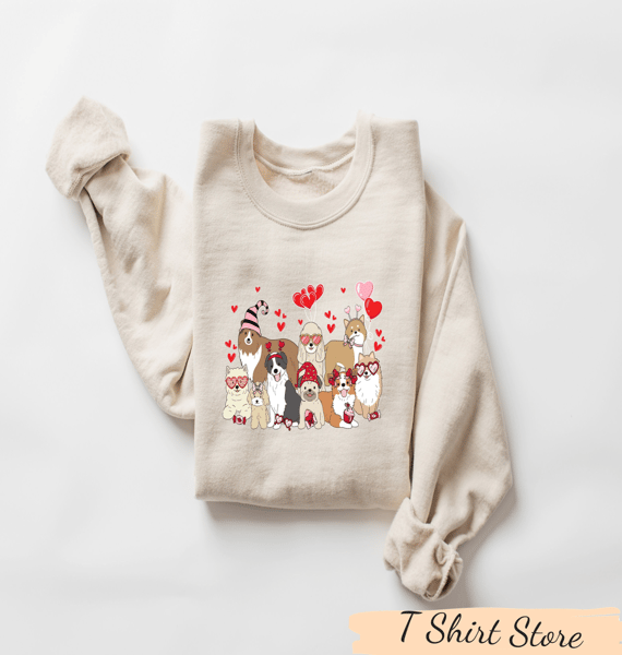 Dog Valentine Sweatshirt, Valentine's Day Dog Sweater, Toddler Valentines Day Tee, Dog Lover Gift, Adorable Dog Mama Tee, Happy Valentines.jpg