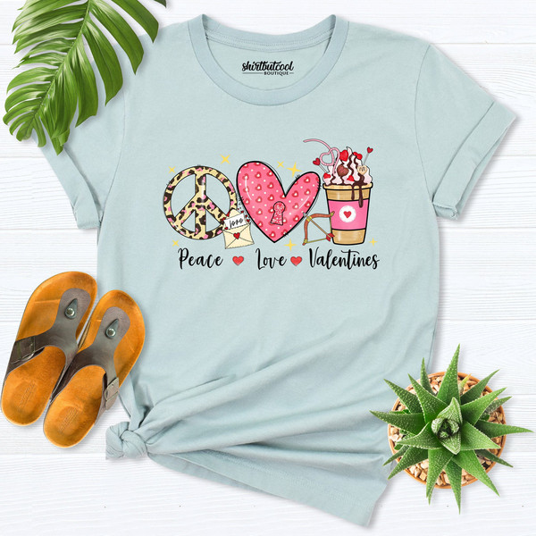 Peace love valentine shirt, Valentine Coffee Heart Shirt, Funny Valentine Gift for Her, Valentines Day Gift, Valentines shirts, coffee shirt.jpg