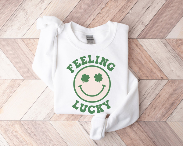 Feeling Lucky St. Patricks Day Shirt Women, St Patty Day Shirt, Leaf Clover Shirt, Saint Patricks Day Sweatshirt, Lucky Irish Shamrock Shirt.jpg