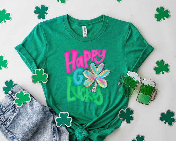 Shamrock St Patrick's Day Shirt, Lucky Shirt, Happy Go Lucky, Shamrock Shirt, St. Patty's Shirt, St Patrick's Day Gift, Irish Shirt.jpg