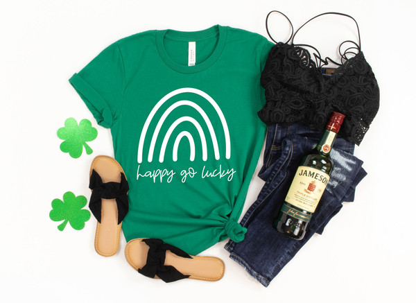 St Patricks Day Shirt,Happy Go Lucky Rainbow,Shamrock Shirt, St. Patty's Shirt,Irish Shirt,Shenanigans Drinking Shirt,Family Matching Shirt.jpg