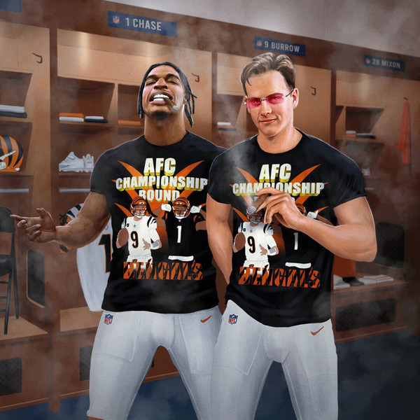 Joe Burrow And Ja'Marr Chase AFC Championship Round Bengals Shirt.jpg