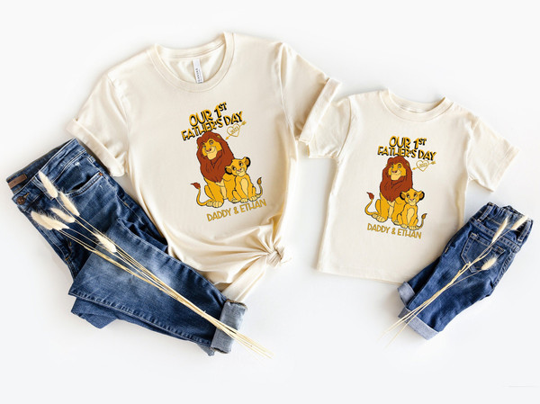 Our First Father's Day Together Shirt, First Fathers Day Personalized Matching Set, Dad & Baby Lion Tee, Father's Day Baby Gift.jpg