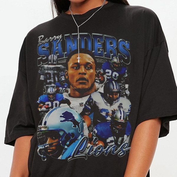 Barry Sanders Vintage 90s Graphic Style T-Shirt, Barry Sanders Shirt, Vintage Oversized Sport Tee, Unisex shirt, American Football Bootleg.jpg