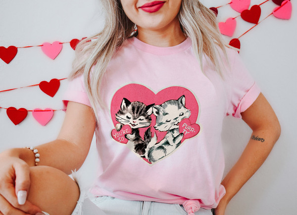 Retro Valentines Day Shirt, Cat Valentines Day Gift for Cat Lovers, Vintage Valentine Tee, Valentines Gift for Her, Mid Century Modern Shirt.jpg