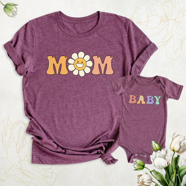 Floral Mom and Baby Matching Outfits, Mommy and Me Shirts, Mother's Day Shirt, Mama Mini Shirt, Baby Shower Shirts, Daisy Mom New Mama Shirt.jpg