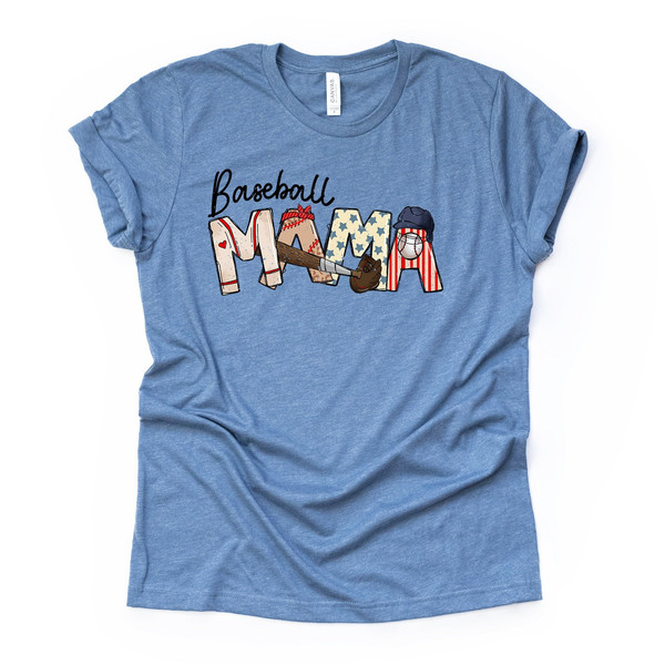 Baseball Mom, Baseball Mama, Cute Baseball Glove, Cap and Bat, Baseball Design on premium Bella + Canvas unisex shirt, plus sizes, baseball.jpg