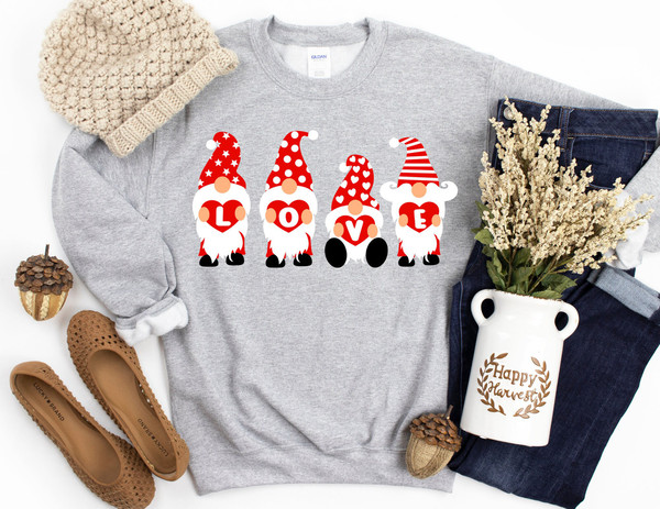 Gnome Valentine Sweater, Gnome Love Sweater, Valentines Day Sweatshirt, Valentines Day Gift, Happy Valentines Day Sweatshirt.jpg