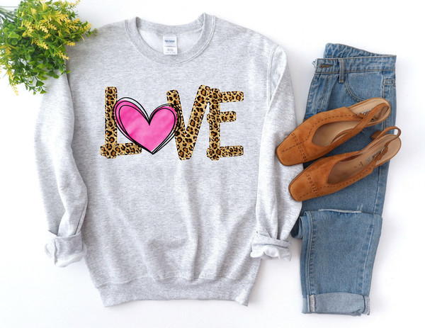 Love Leopard Sweater, Leopard Love Sweater, Valentines Day Sweatshirt, Valentines Day Gift, Happy Valentines Day Sweatshirt.jpg