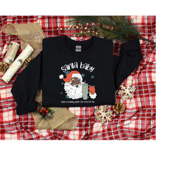 Christmas Sweatshirt, Santa Baby Sweatshirt, Black Santa Sweatshirt, Xmas Sweatshirt, New Year Baby Sweatshirt, Merry Br.jpg