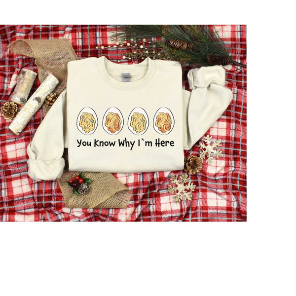 You Know Why I'm Here Sweatshirt, Thanksgiving Deviled Eggs Shirt, Fall Shirt, Thanksgiving Gifts, Thankful Shirt, Thank.jpg