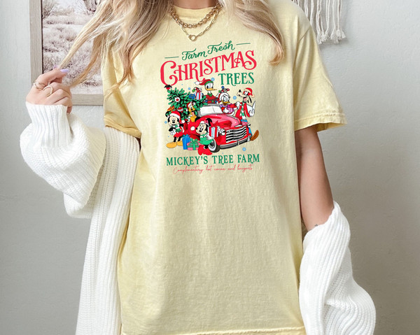 Comfort Colors® Retro Disney Farm Fresh Shirt, Mickey's Tree Farm, Mickey And Friends Christmas, Christmas Disney Family, Christmas Gift 1.jpg