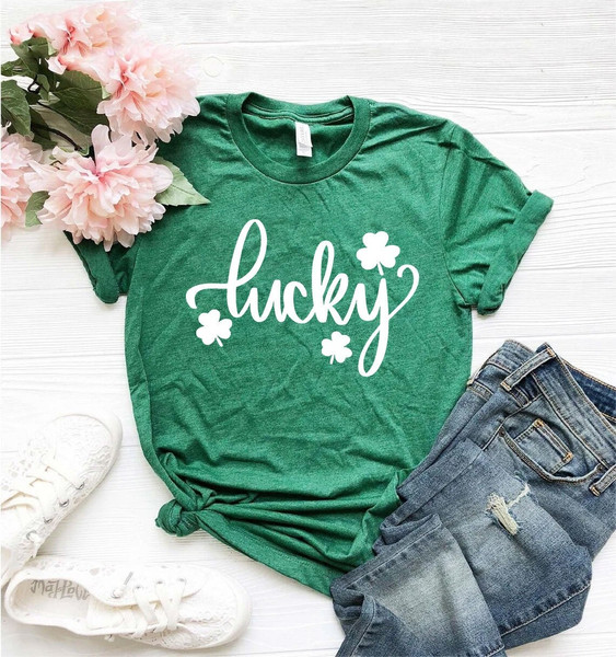 Lucky shirt, st paddys day shirt, saint patricks day, shamrock shirt, st patricks day, irish shirt, four leaf clover, shamrock, irish gift, 2.jpg