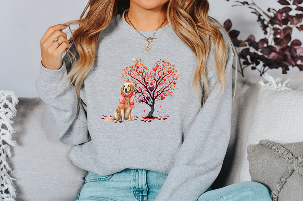Valentine golden dog shirt, Gift for Dog Lover, tree with hearts, loads of love, gnome with hearts, valentine shirt, valentine's day shirt,.jpg