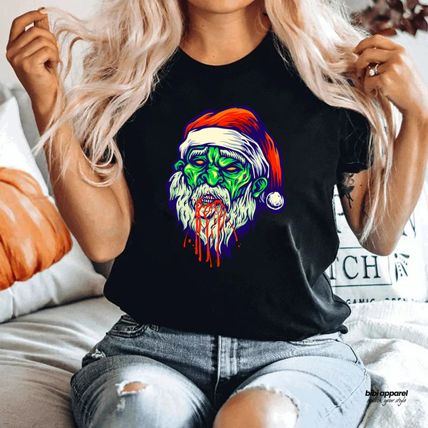 Zombie Christmas Shirt, Clever Christmas Tee, Funny Zombie Santa T-shirt, Scary Zombie T-shirt, Holiday Shirt, Bella Canvas.jpg