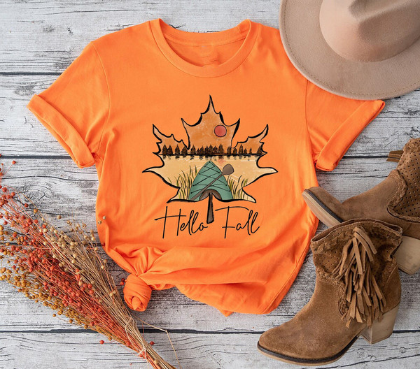 Fall Leaves T-Shirt, Fall Camping Shirt, Thankful Shirt, Hiking Thanksgiving Tees, Fall Season Shirt, Autumn Leaves Shirt, Cozy Season Shirt.jpg