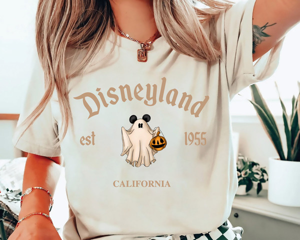 Disneyland Halloween Shirt, Mickey Mouse Ghost Halloween Shirt, Spooky Season Shirt, Disneyland California Trip Shirt, Disney Pumpkin Shirt.jpg