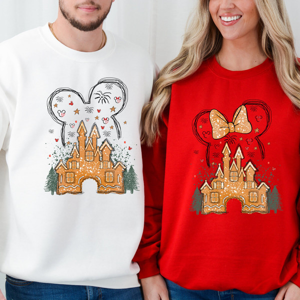 Disney Gingerbread Castle Sweatshirt, Christmas Castle Shirt, Disney Christmas Shirt, Mickey Christmas Shirt, Disney Christmas Family Shirts.jpg