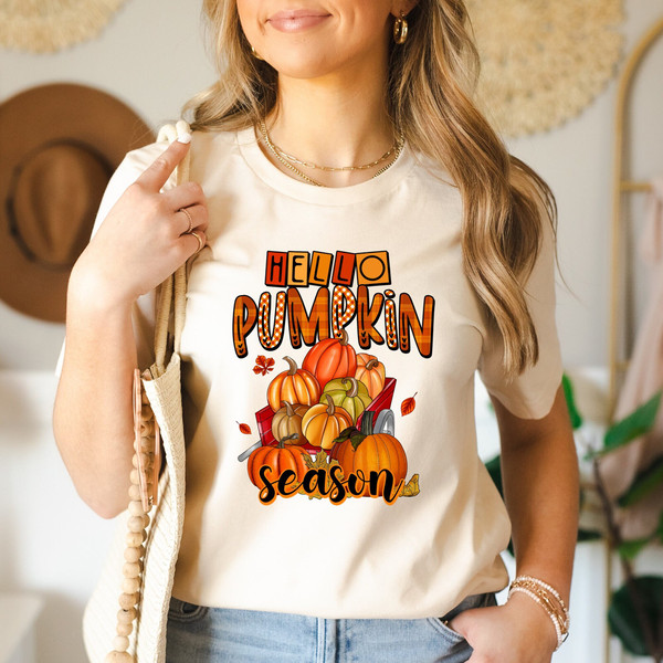 Hello Pumpkin Season Shirt, Thanksgiving Shirt, Fall Shirt, Thanksgiving Heart Shirt, Thanksgiving Matching Shirt, Turkey Shirt.jpg