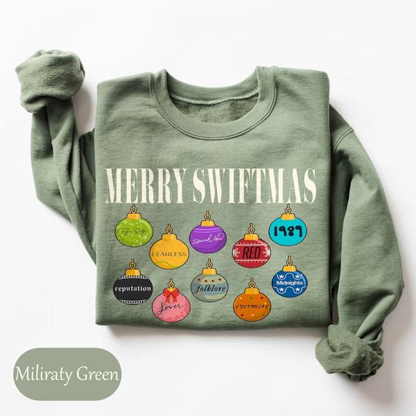 Merry Swiftmas Sweatshirt, Cute Famous Christmas Ball Shirt, The Eras Tour Christmas shirt, The Eras Tour Christmas TS Version, Gift For Fan 2.jpg