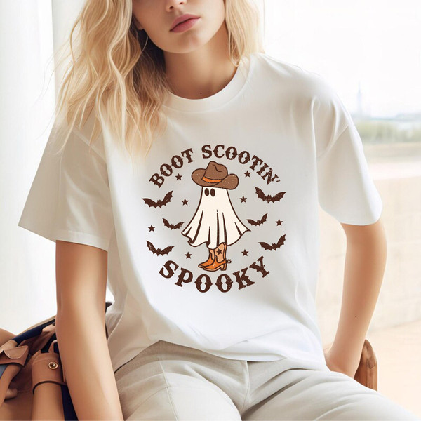 Boot Scootin Spooky Sweatshirt and Hoodie,Halloween Shirt ,Cowboy Ghost Shirt,Western Halloween Shirt, Cute Spooky Shirt, Halloween Gift Tee.jpg