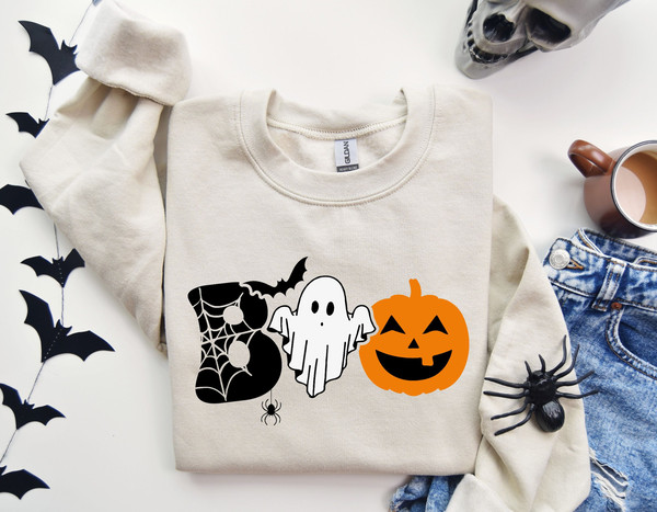 Boo Sweatshirt, Halloween Boo Sweatshirt, Halloween Sweatshirt, Pumpkin Sweater, Halloween Matching Sweatshirt, Boo Pumpkin Sweatshirt.jpg