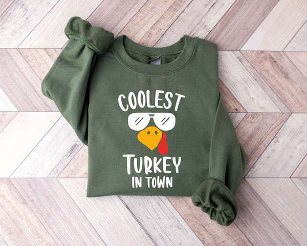 Coolest Turkey in Town Sweatshirt, Fall Shirt, Hello Pumpkin, Funny Kids Thanksgiving Shirt, Thankful Shirt, Turkey Shirt,Happy Thanksgiving.jpg