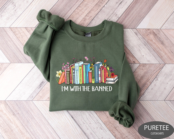I'm With The Banned, Banned Books Shirt, Banned Books Sweatshirt, Reading Shirt, Librarian Shirt, Unisex Super Soft Premium Graphic T-Shirt.jpg