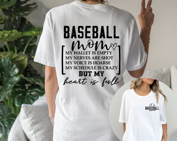 Baseball Mom Shirt Heart Is Full Shirt, Baseball Shirt For Mom, Funny Baseball Mom Shirt, UNISEX, Baseball Mom Life Shirt, Baseball Mama Tee.jpg