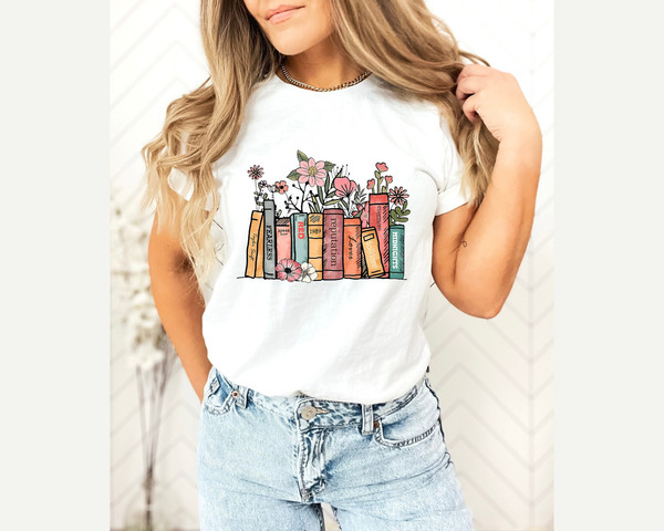 Book Lover Shirt, Flower Books Shirt, Gift for Book Lover, Reading Shirt, Book With Flowers, Floral Books, Gift for Bookworms, Teacher Gift.jpg