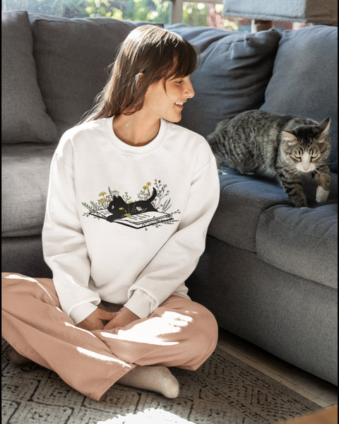 Cat Mom Sweatshirt, Cat Lover Tee, Cute Book Cat Shirt, Book Lover Sweatshirt, Reader Bookish Tee, Cat Themed Gifts For Women.jpg