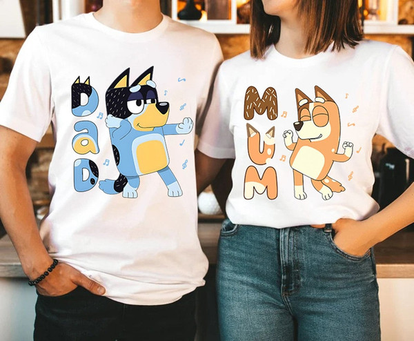 Retro Bluey Family Shirts  Family Matching Shirts  Bandit Heeler Shirt  Bluey Birthday Tee  Bandit Chili Bingo  Bluey Dad Bluey Mum 1.jpg