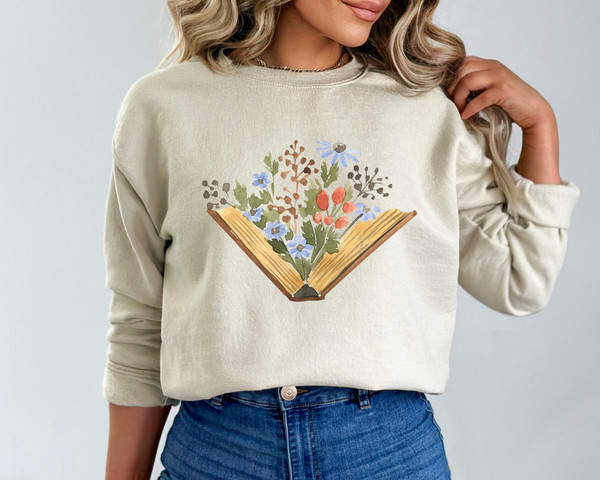 Wildflowers Book Sweatshirt & Hoodie, Librarian Sweatshirt, Book Lovers, Gift For Bookworms, Book Sellers Gift, Gift For Teachers.jpg