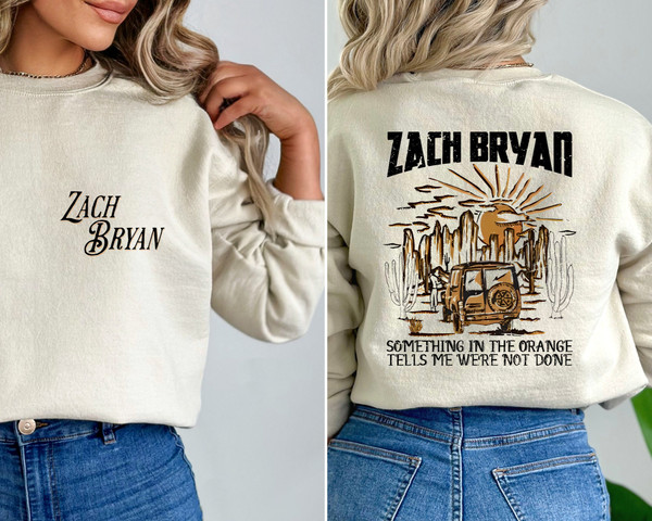 Zach Bryan Front and Back Printed Sweatshirt & Hoodie, Something in the orange, American Heartbreak Tour, Zach Bryan Concert Sweatshirt.jpg