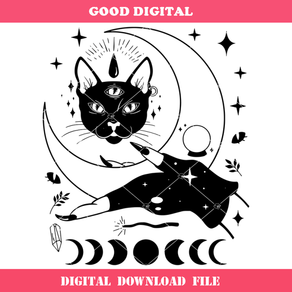 Celestial Witch Hand Svg, Crystal Ball Svg, Black Cat Svg.jpg