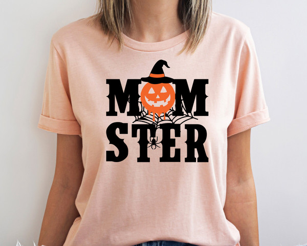 Momster Shirt, Mom Halloween shirt, Cute Halloween tee, Pumpkin print shirt, Women Fall graphics, Trick or Treat Shirt, Fall Shirt.jpg