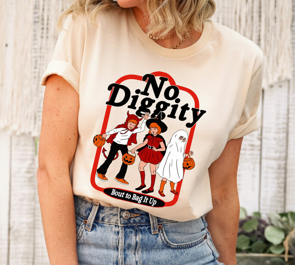 No Diggity Bout To Bag It Up Shirt, Trick Or Treating Shirt, Halloween Shirts, Funny Halloween Tee, Ironic Spooky Shirts, Halloween Gifts.jpg