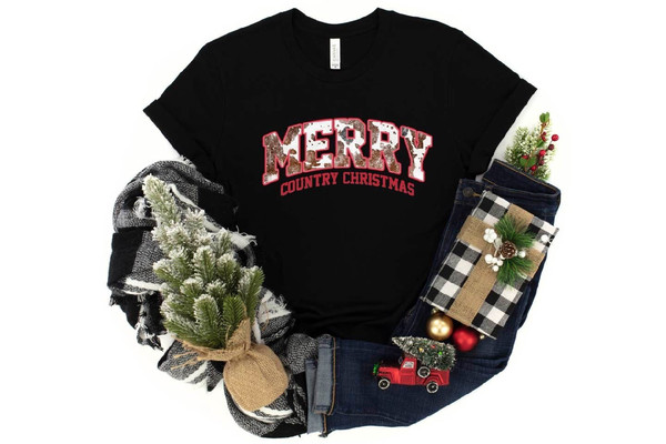 Merry Country Christmas Shirt, Merry Christmas Gift for her, Christmas Shirt, christmas gift, gift for her, country girl christmas tee, gift.jpg