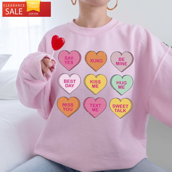 Candy Heart Valentine Tee Shirts Womens Valentines Gifts for Mom - Happy Place for Music Lovers.jpg