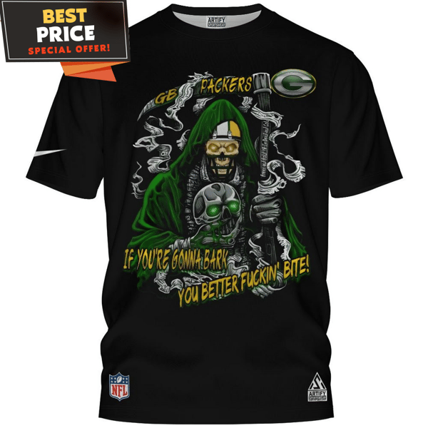 Green Bay Packers Death If You're Gonna Bark You Better Fin Bite T-Shirt, Green Bay Packers Presents - Best Personalized Gift & Unique Gifts Idea.jpg