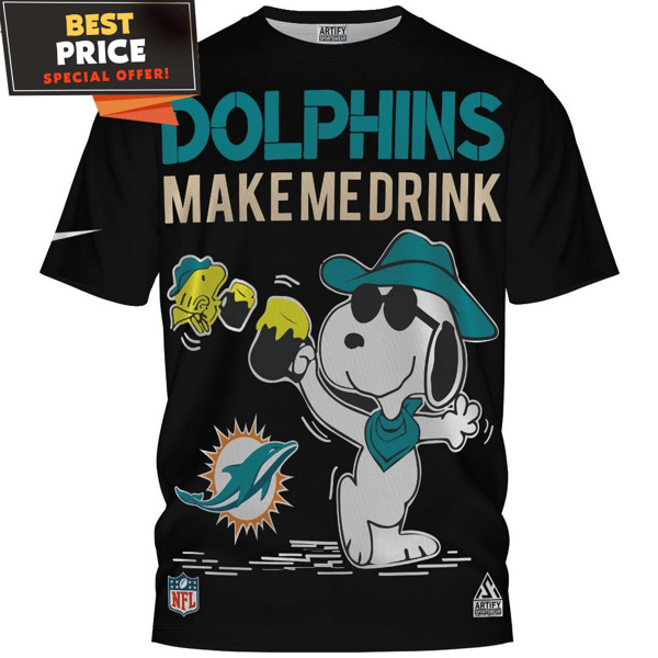 Miami Dolphins Make Me Drink Snoopy And Woodstock Cheers T-Shirt, Best Gifts For Dolphins Fans - Best Personalized Gift & Unique Gifts Idea.jpg