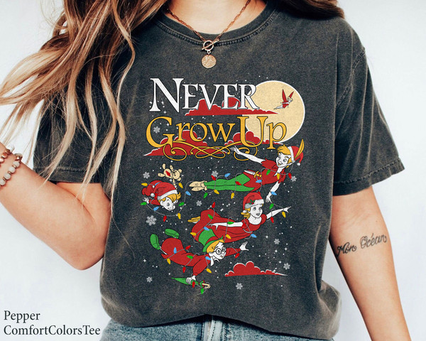 Peter Pan Group Shot Never Grow Up Night Merry Christmas Shirt Family Matching Walt Disney World Shirt Gift Ideas Men Women.jpg