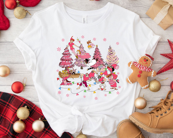 Peter Pan Pink Christmas Tree A Very Merry Christmas Shirt Family Matching Walt Disney World Shirt Gift Ideas Men Women.jpg