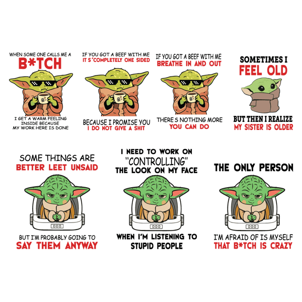 Funny Baby Yoda Memes Bundle Sarcarm Quote SVG Digitals File For Cricut 1268381764.png
