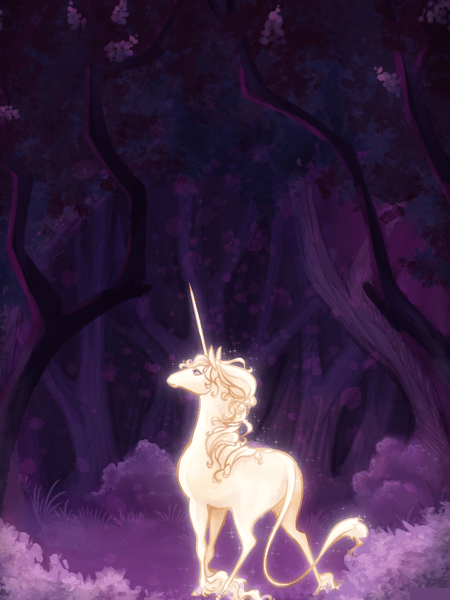 Unicorn in a Lilac Wood Graphic .png