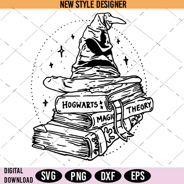 Sorting hat and books wizard Svg.jpg