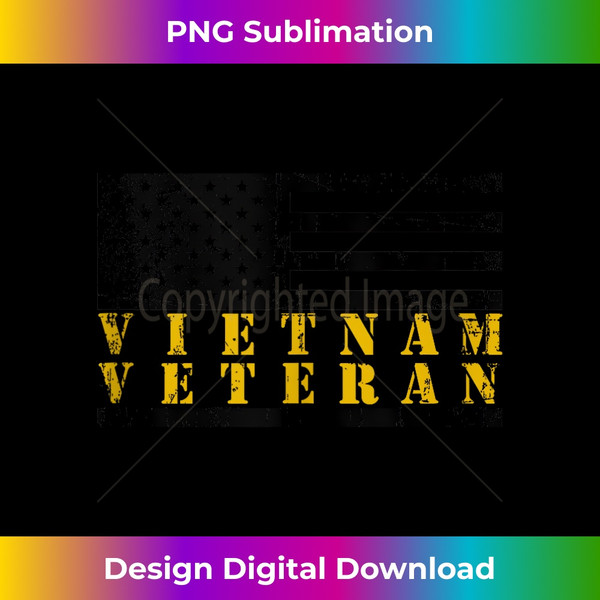 Vietnam Veteran Yellow Text Distressed American Flag Tank Top - Signature Sublimation PNG File