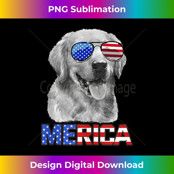 Golden Retriever Dog Merica 4th July Patriotic American Tank Top - Retro PNG Sublimation Digital Download