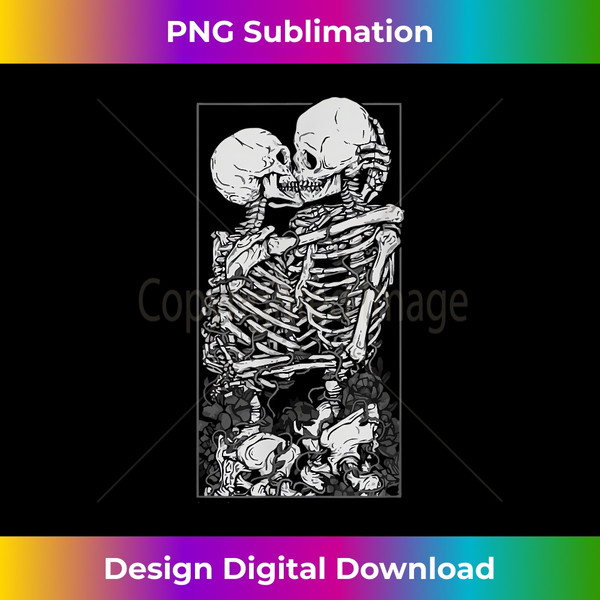 Tarot Card Kissing Skeleton Love Skull Bones Horror Goth 1 - Vintage Sublimation PNG Download